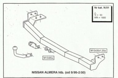 Фаркоп Nissan Almera хетчбек 1995-2000 условно-съемное крепление шара