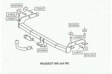 Фаркоп Peugeot 605 1990-2000 условно-съемное крепление шара